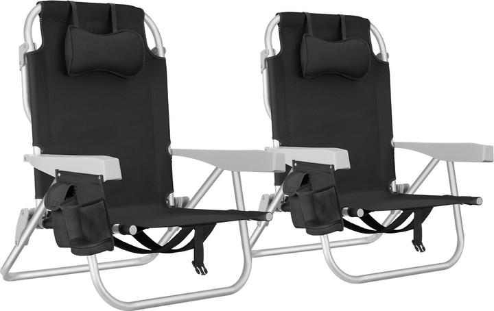 Actual product image tectake Beach chair Coral, foldable with backpack function