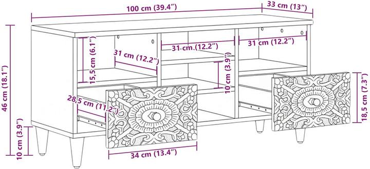 Image du produit vidaXL TV-Ständer (100 x 33.50 x 46 cm)