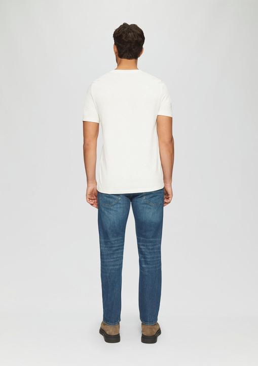 Produktbild S.Oliver T-Shirt Baumwoll-T-Shirt mit Frontprint und Flammgarnstruktur (M)