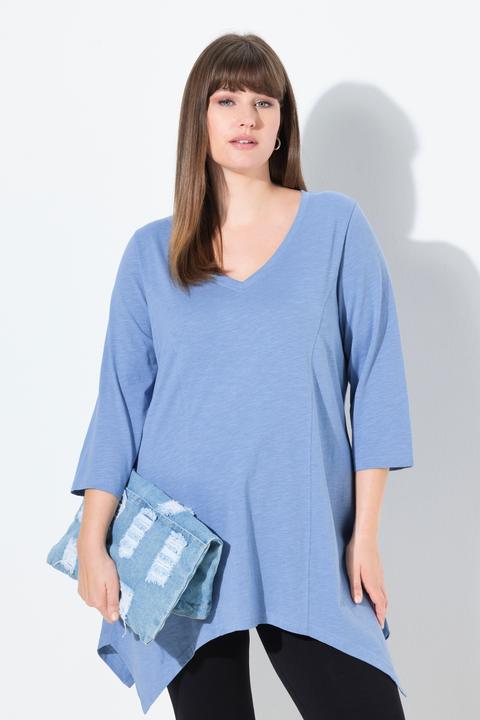 Produktbild Ulla Popken Shirt, Zipfelsaum, V-Ausschnitt, 3/4-Arm (50, 52)