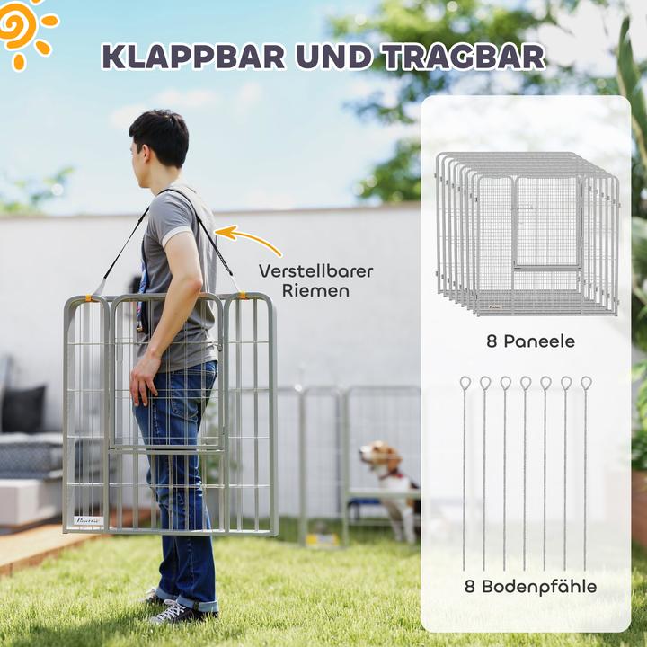 Produktbild PawHut Welpenauslauf Stahl Silber