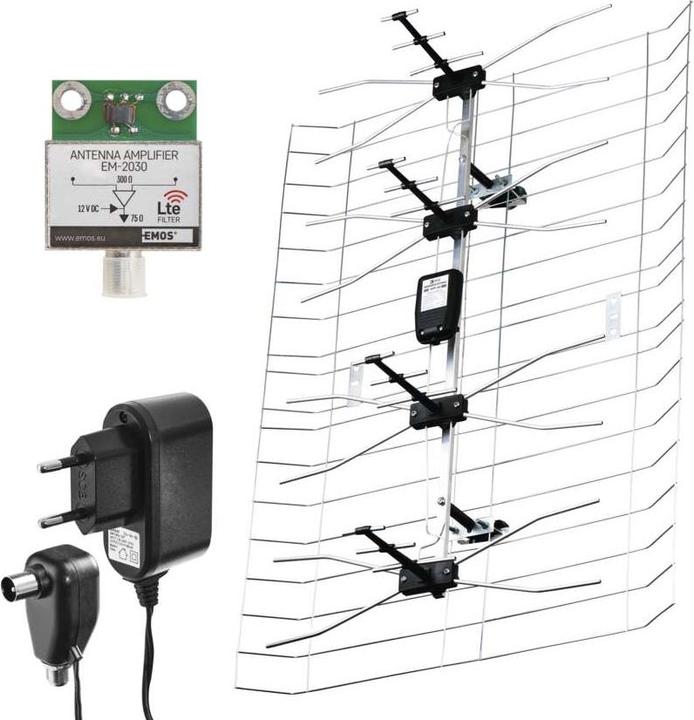 Emos Aussenantenne EM-030, 0-100 km, DVB-T2, DAB, LTE/4G Filter (DVB-T / -T2)