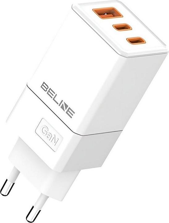 Produktbild Beline Ład. siec. 2x USB-C + 1x USB 65W biały/white (only head) PD 3.0 + QC 3.0 BLN3CW65 GaN (65 W, 3 Ports)