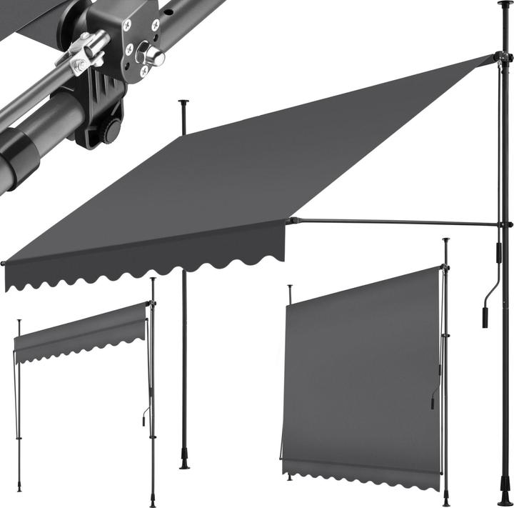 Produktbild tectake Klemmmarkise mit Handkurbel, höhenverstellbar (2.50 m)