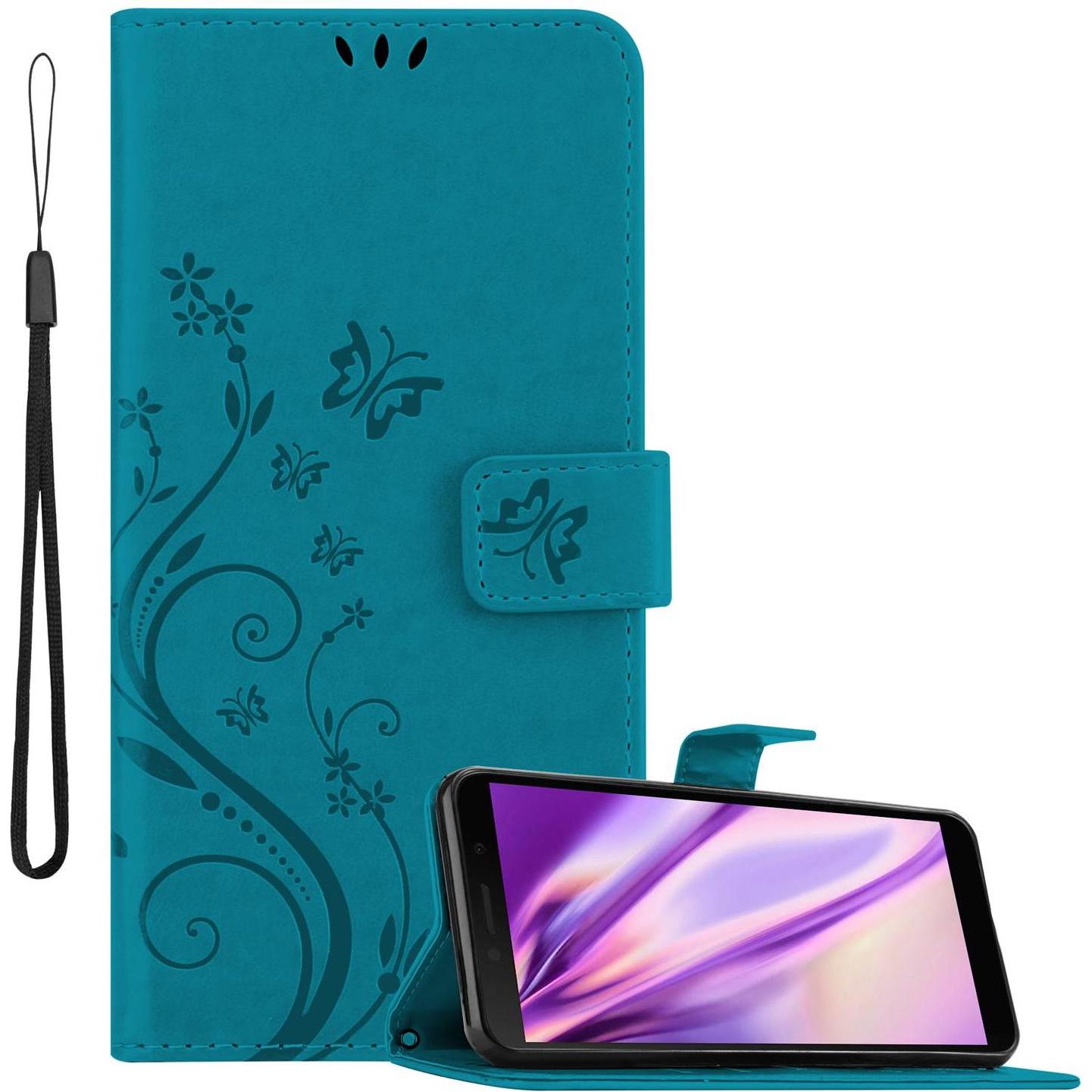 Thumbnail - Cadorabo Flower Book Cover (Huawei Y5p), Smartphone Hülle, Blau