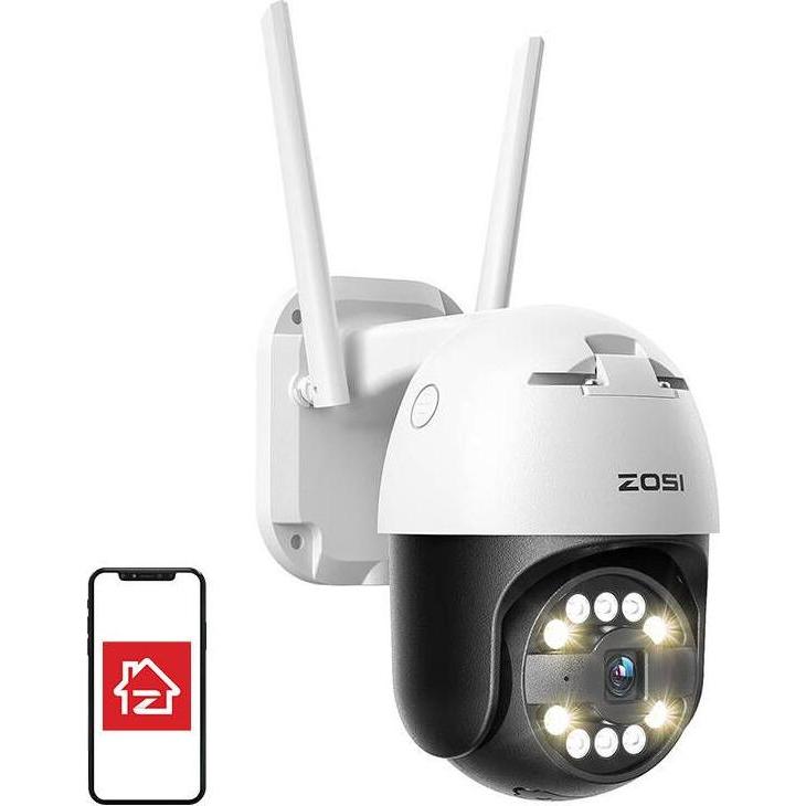 Zosi IP Outdoor Camera C296 WiFi Pan Tilt 5MP IP66 with 32GB microSD card (2880 x 1620 Pixels), Netzwerkkamera