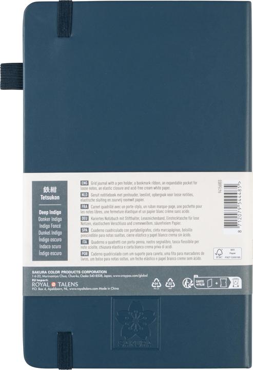 Image du produit Sakura Notizbuch ca. A5 kariert, dunkelindigo Hardcover 160 Seiten (A5, Couverture rigide)