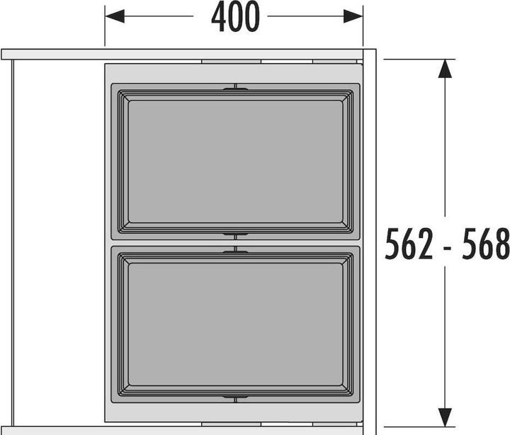 Produktbild Hailo Einbau-Abfallsammler 2f 2x28l basaltgrau (56 l)