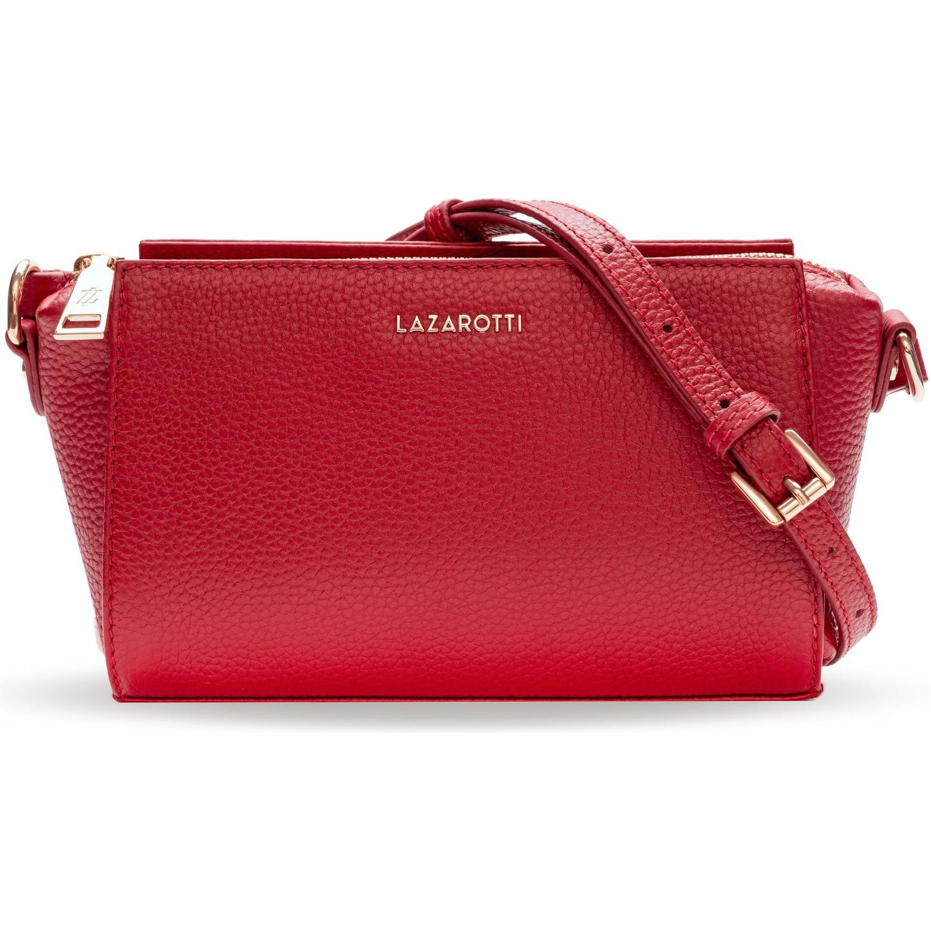 Lazarotti, Handtasche, Bologna Leather Umhängetasche Leder 20 cm, Rot