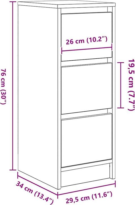 Produktbild vidaXL Sideboard (29.50 x 34 x 76 cm)