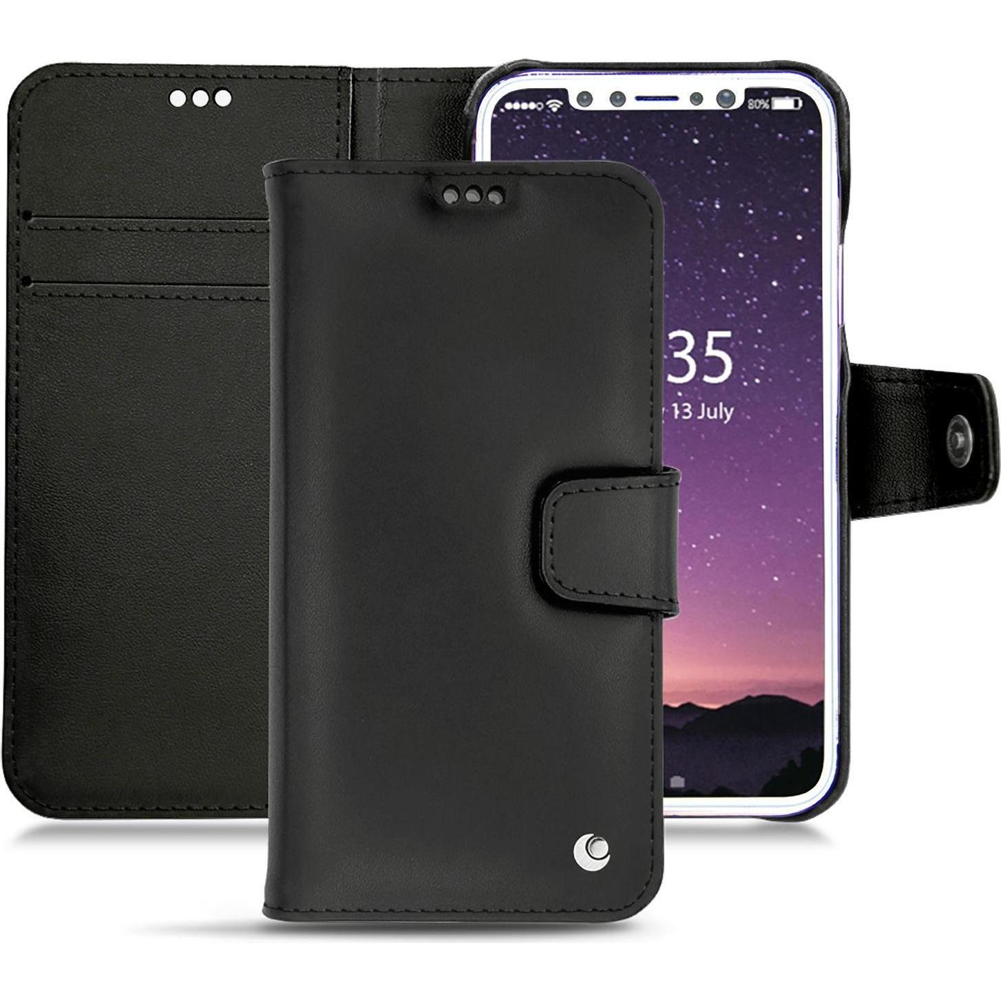 Noreve Lederschutzhülle (Apple iPhone XS), Smartphone Hülle, Schwarz
