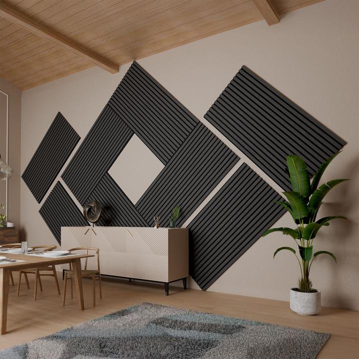 Produktbild Juskys 4x Akustik Wandpaneele 120x60cm - Eiche Dunkelgrau