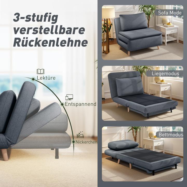 Actual product image Homcom Schlafsessel Polyester, Buchenholz Grau