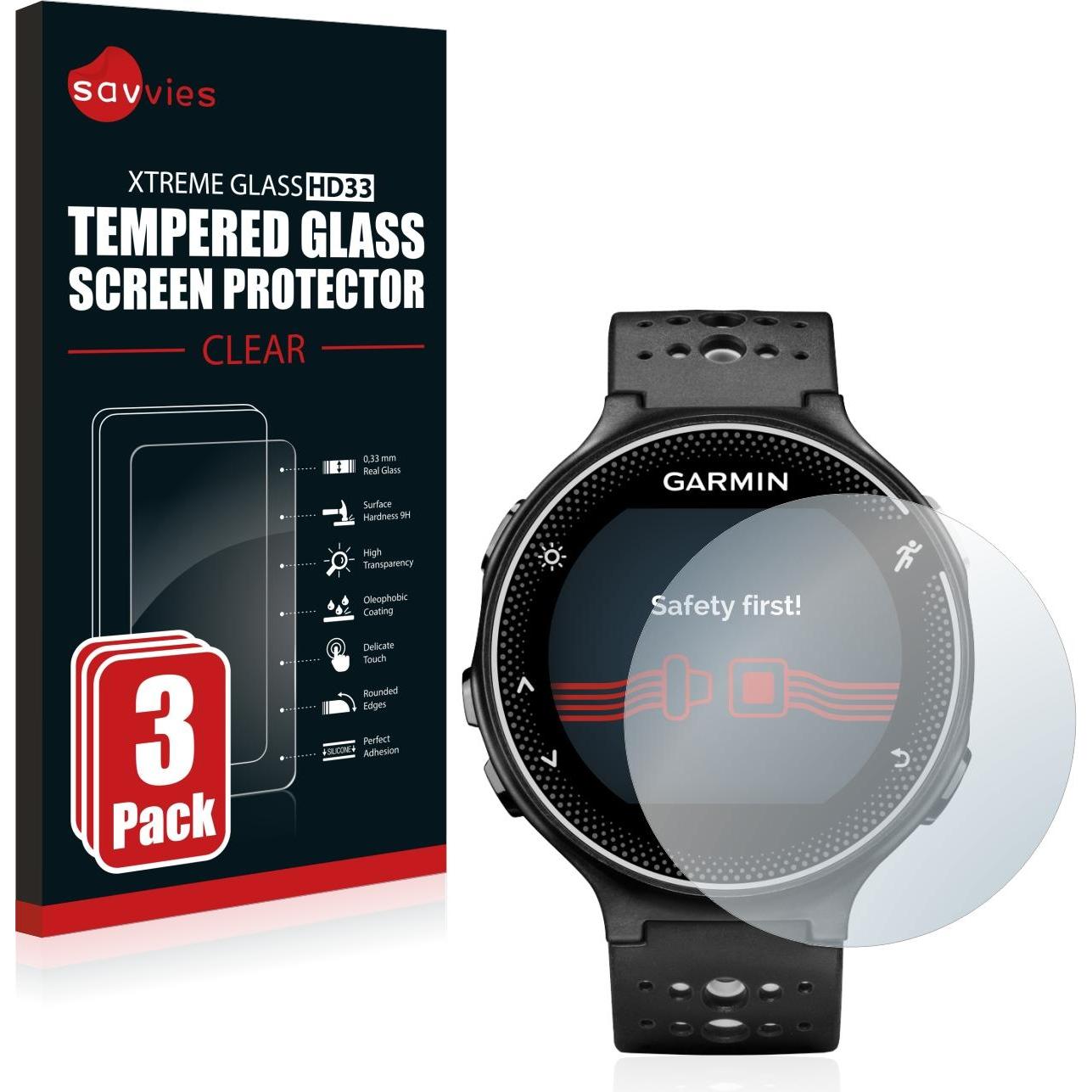 Savvies Panzerglas Hartglas Displayschutz, Smartwatch Schutzfolie, Transparent