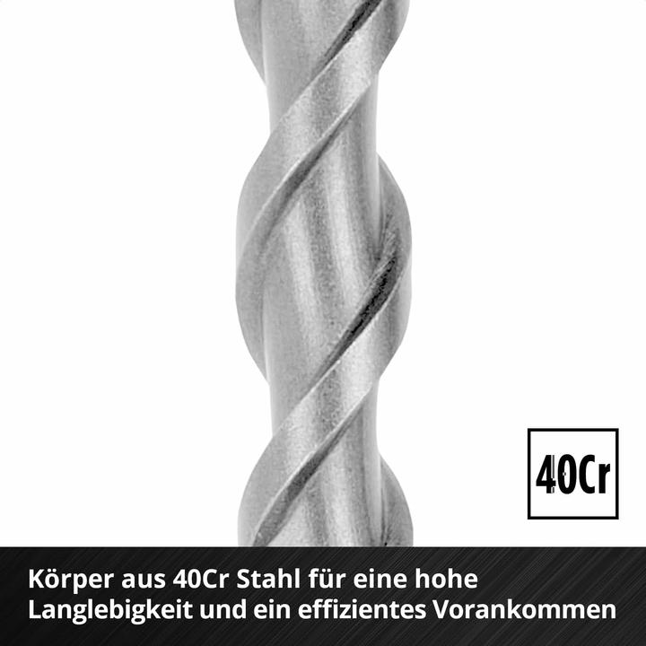 Actual product image Einhell SDS-Plus drill bit set 265515, 6-14 mm, 210 mm, 7-piece (10, 12, 14 mm, 2 x 8, 2 x 6)