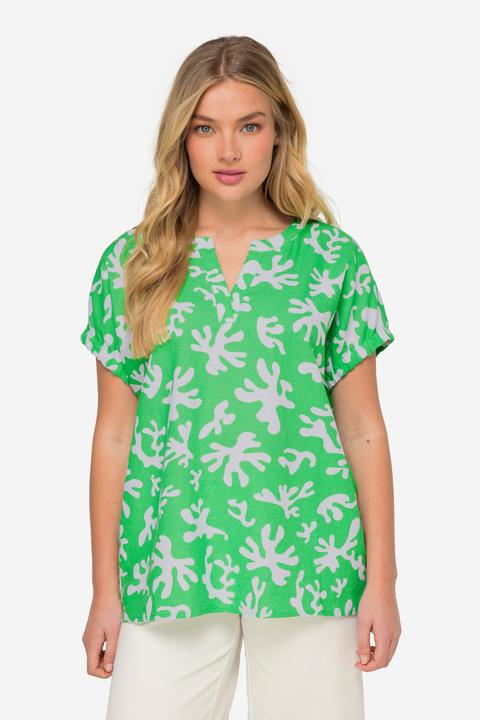 Produktbild Laurasøn Leinenmix-Bluse, Korallen-Print, Tunika-Ausschnitt, Halbarm (XXL)