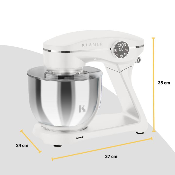 Produktbild KLAMER Küchenmaschine, Knetmaschine mit 6 Liter Edelstahl Schüssel (1800 W)