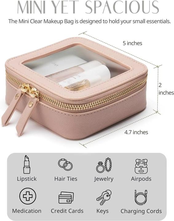 Actual product image Only-Bags.Store Mini clear make-up bag pu vegan faux leather cute small visible window storage