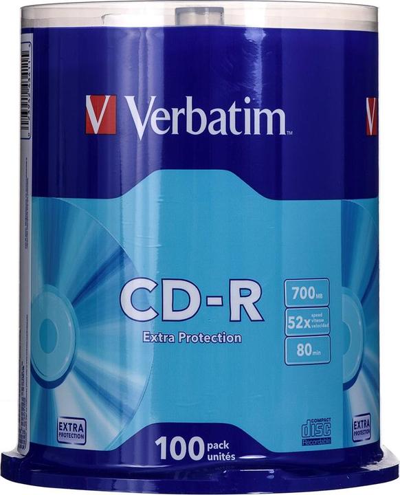Image du produit Verbatim CD-R 52x, 700MB, 100 broches (100x)