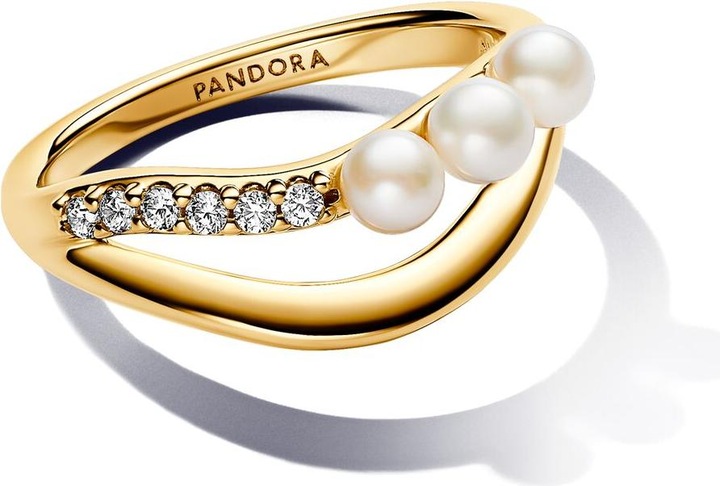 Produktbild Pandora Behandelte Süsswasserzuchtperle & Organisch geformter Doppelband Ring (58)