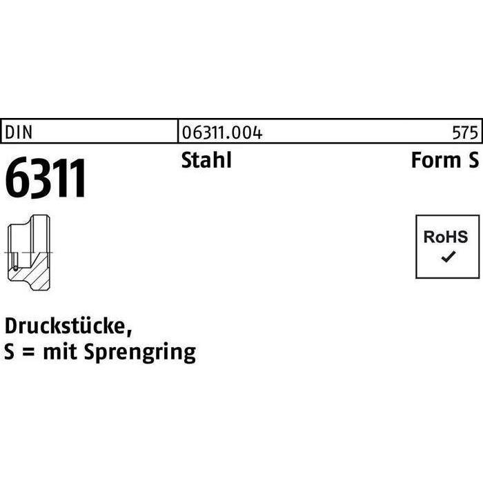 Reyher, Morsa + Strettoio, Spinta DIN 6311 con anello elastico S 40 M 20 Spinta in acciaio, S = con anello elastico (40 mm)