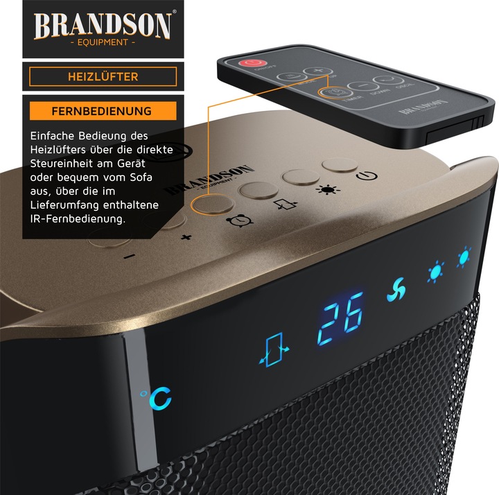 Actual product image Brandson Fan heater with remote control (2000 W)