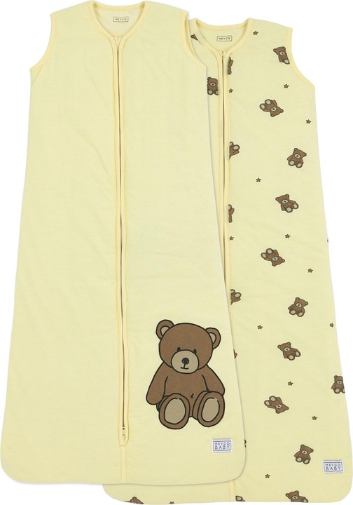 Produktbild Meyco 2-p slpzk gevoerd 110cm Teddy Bear allover/soft yellow (110 cm)