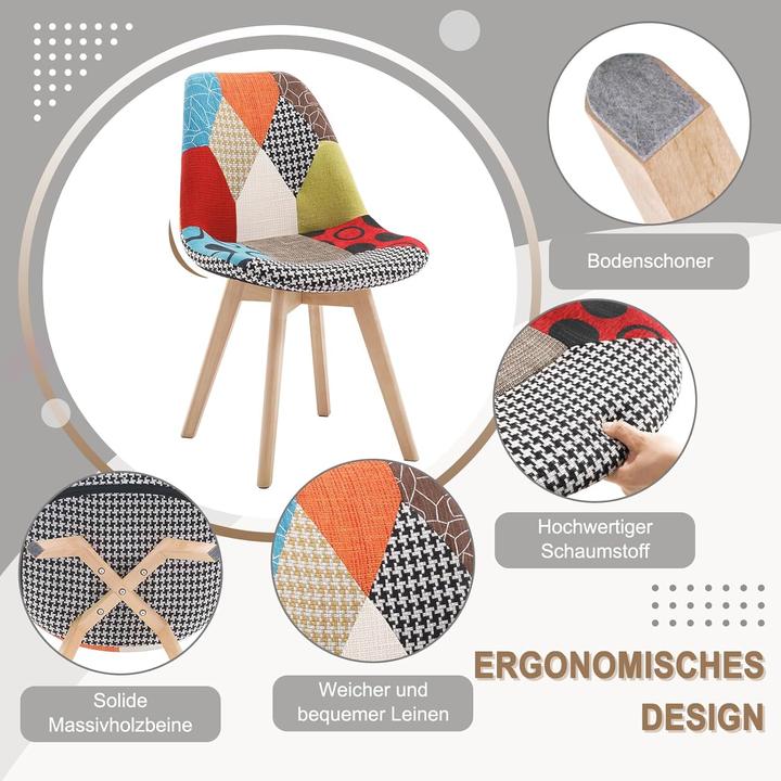 Produktbild Woltu Esszimmerstühle im Patchwork-Design (8er Set)