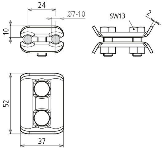 Image du produit Dehn Connecteur parallèle Cu f. Rd 7-10mm 307007