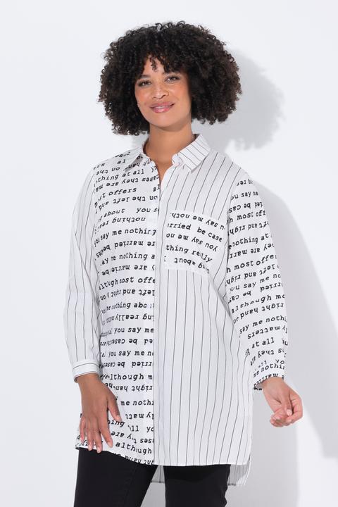 Produktbild Angel of Style Long-Hemdbluse, oversized, Schriftmuster/Streifen (44)