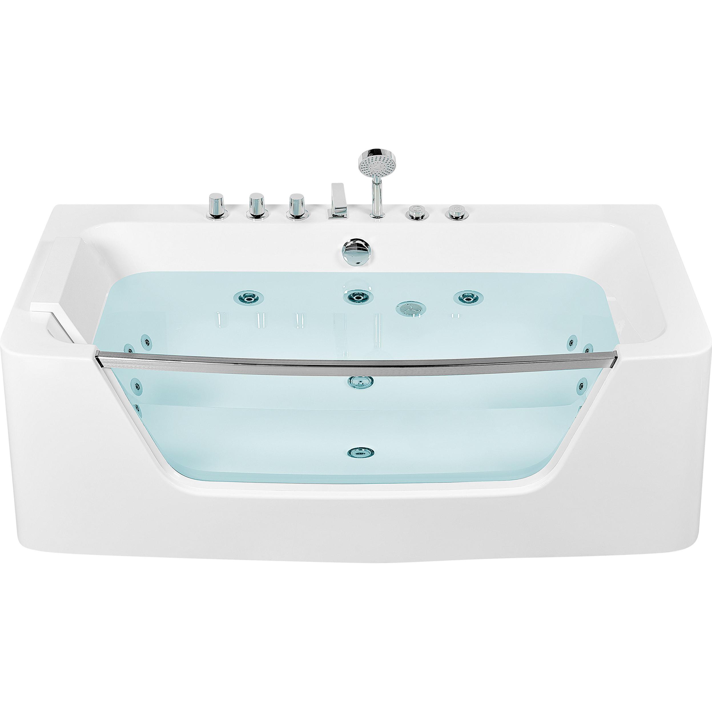 Beliani, Badewanne, Whirlpool Badewanne weiss rechteckig 170 x 85 cm BARRANCA (220 l, 85 cm)