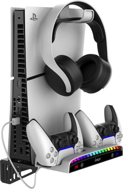 Produktbild - iPega P5S011 Wall Mount Stand for PS5/PS5 Slim with Dual Charger Dock for PS5 Controller (PS5)