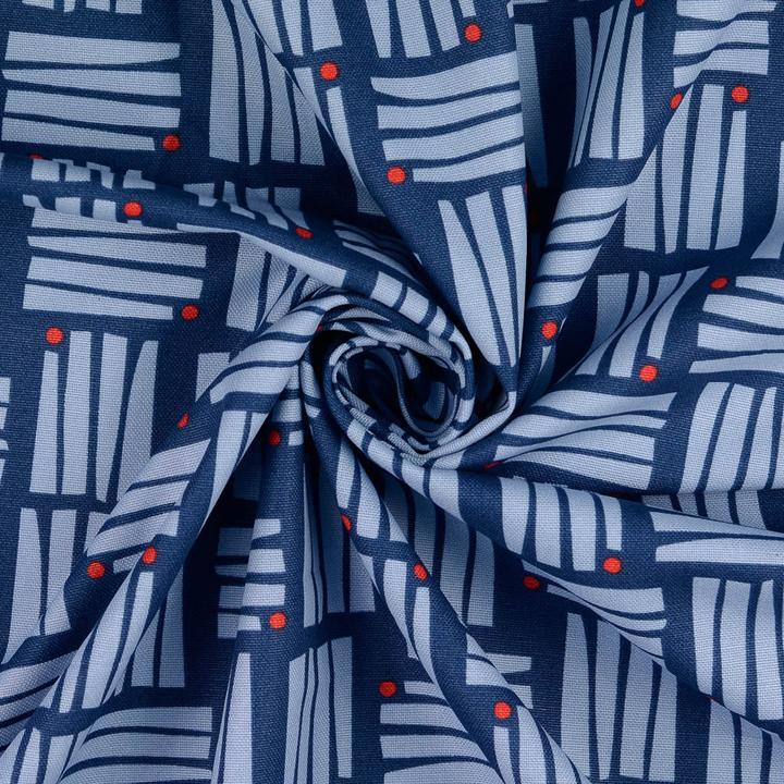 Stoffrestposten Toile - Motif moderne sur bleu marine - Vente minimum : 1 mètre
