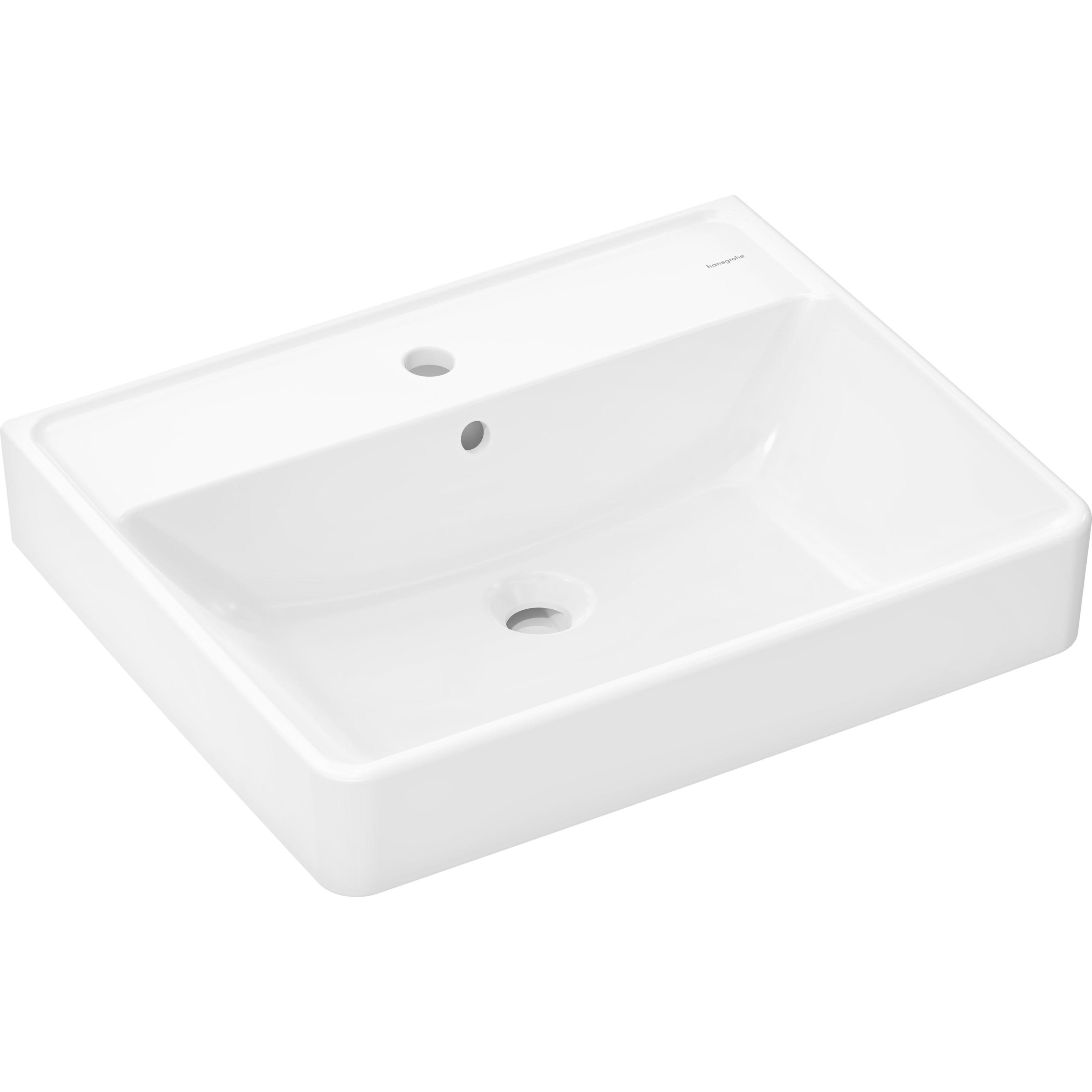 hansgrohe, Waschbecken, Waschtisch Xanuia Q 600x480mm, mit Hahnloch/Überlauf, weiss (480 mm, 200 mm)