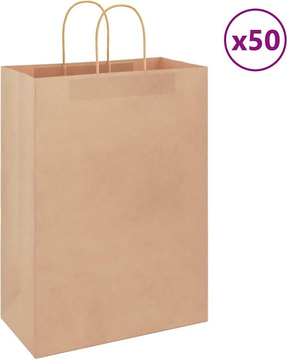 Actual product image vidaXL Kraft paper bags 50 pcs. with handle Brown 32x17x44 cm Paper bag (50 pcs.)