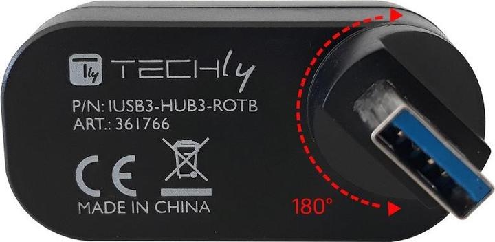Actual product image Techly Mini Rotating Hub with 3 USB 3.0 (USB-A, 3 ports)