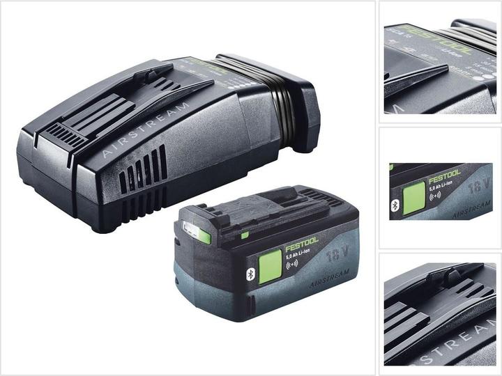 1x Festool BP 18 Li 5,0 ASI EU Akkupack 18 V 5,0 Ah ( 577660 ), 1x Festool SCA 16 Schnellladegerät 10,8 V - 18 V ( 576953 )