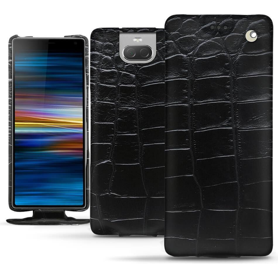 Noreve Lederschutzhülle vertikal (Sony Xperia 10 Plus), Smartphone Hülle, Schwarz