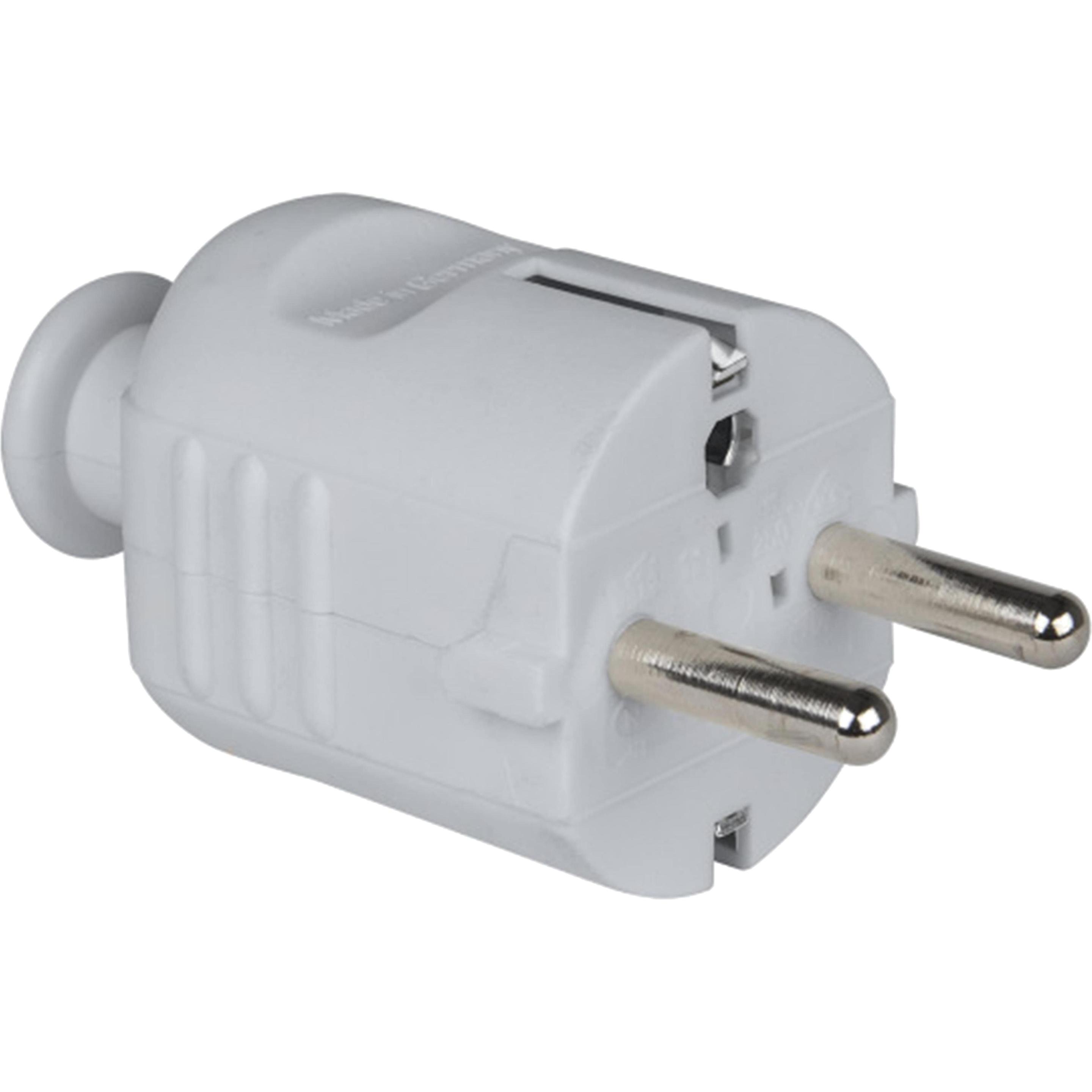 PCE, Netzstecker + Netzkupplung, Schutzkontaktstecker PP 2SL, grau