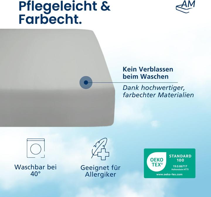 Actual product image AM Qualitätsmatratzen Premium Spannbettlaken für Matratze, Baumwolle (200gsm) (160 x 200 cm)