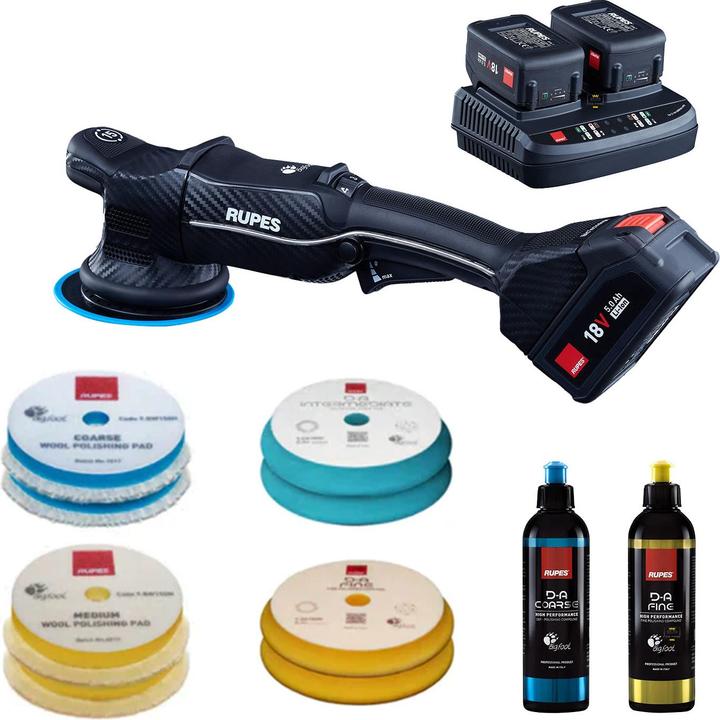 Produktbild Rupes HLR15/CB2/BAS iBrid Bigfoot Exzenterpolierer Set 125mm 18V 5.0Ah Li-Ion (Exzenterpolierer, 350 W)