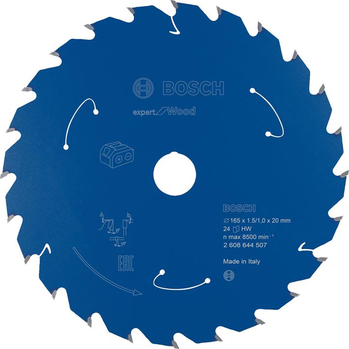Produktbild Bosch Professional Zubehör Akku-Kreissägeblatt Expert for Wood, 165 x 1,5/1 x 20, 24 Zähne