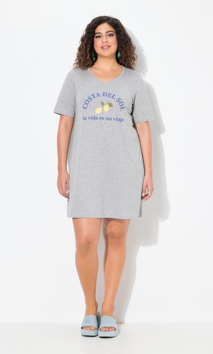 Produktbild Ulla Popken Jerseykleid, Zitronen, A-Linie, V-Ausschnitt, Halbarm (42, 44)