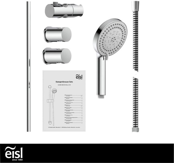 Produktbild Eisl Brausestangenset Bad PARMA Stangenbrause-Set Chrom Inklusive Handbrause DX5082CSB (7 Strahlarten, 16 l/min)