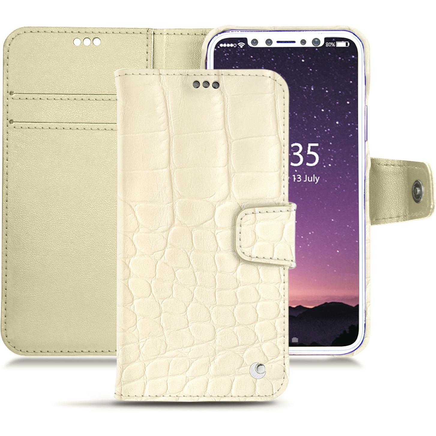 Noreve Lederschutzhülle Wallet (Apple iPhone X), Smartphone Hülle, Weiss