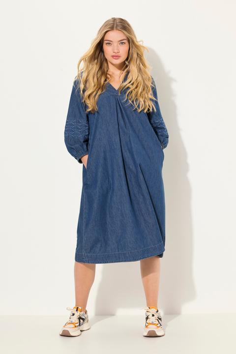Immagine prodotto Laurasøn Abito midi di jeans con scollo a V e maniche a 3/4 (M)
