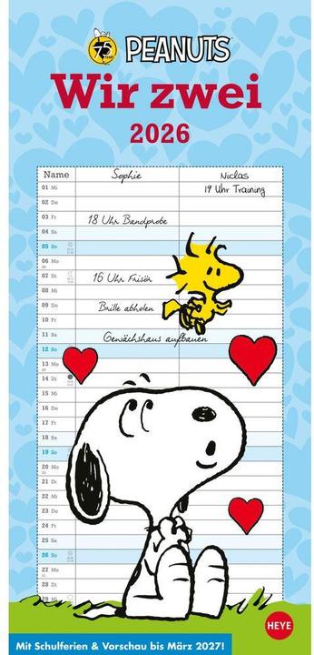 Actual product image Peanuts Planer Wir zwei 2026 (Hardcover, German)