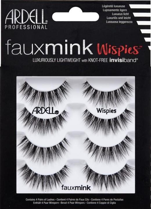 Actual product image Ardell Faux Mink Wispies Synthetic Vegan Eyelashes Black - Pack of 4 (Artificial eyelashes)