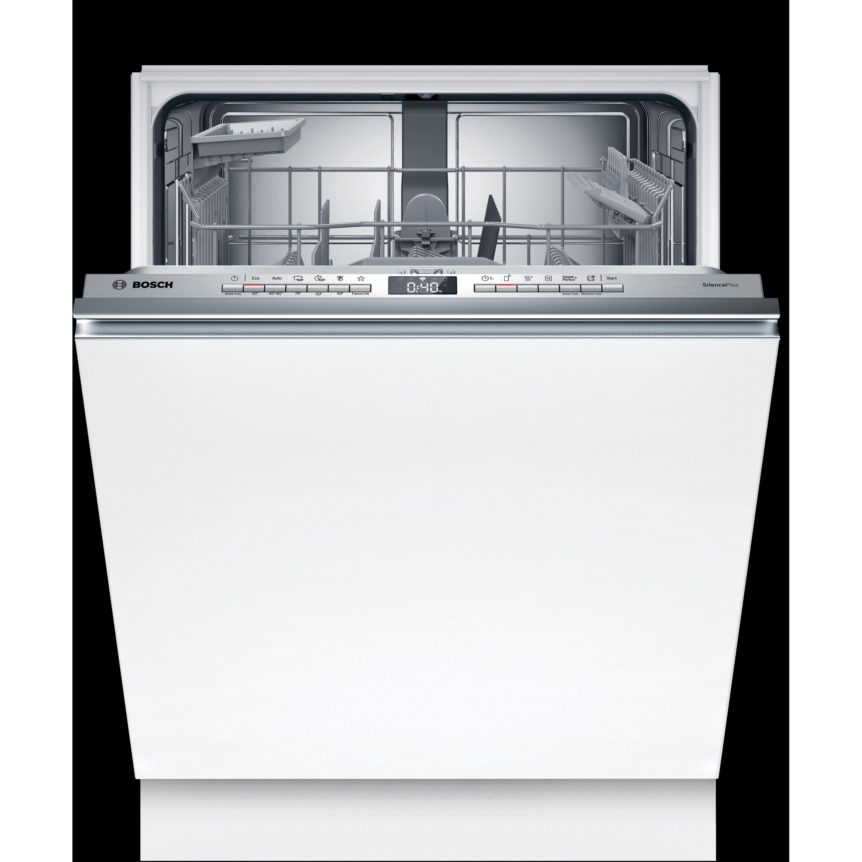Bosch Hausgeräte Serie 4, Vollintegrierter Geschirrspüler, 60 cm, XXL, SBV4EAX28E, Geschirrspüler Einbau, Silber