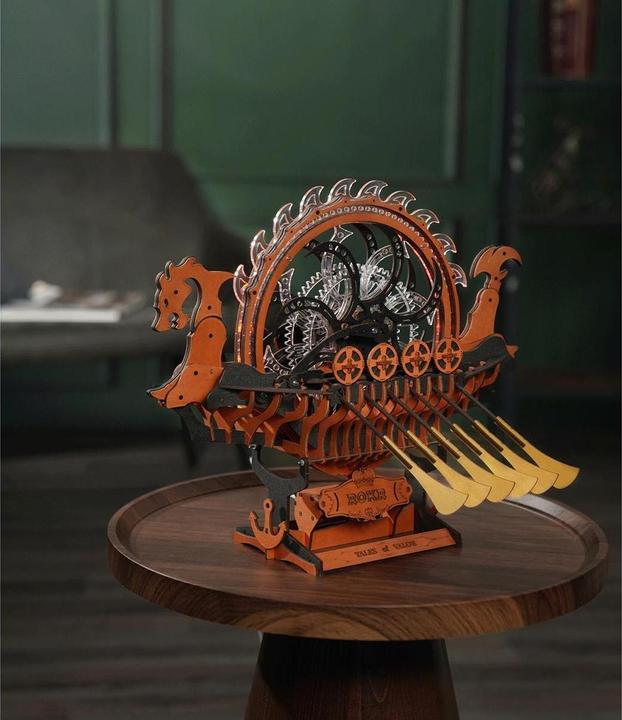 Actual product image Rokr Viking Dragon Ship - 3D wooden construction kit